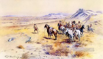 Charles Marion Russell Painting - indian war party 1901 Charles Marion Russell